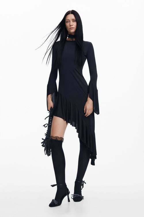 Asymmetric black dress María Escoté