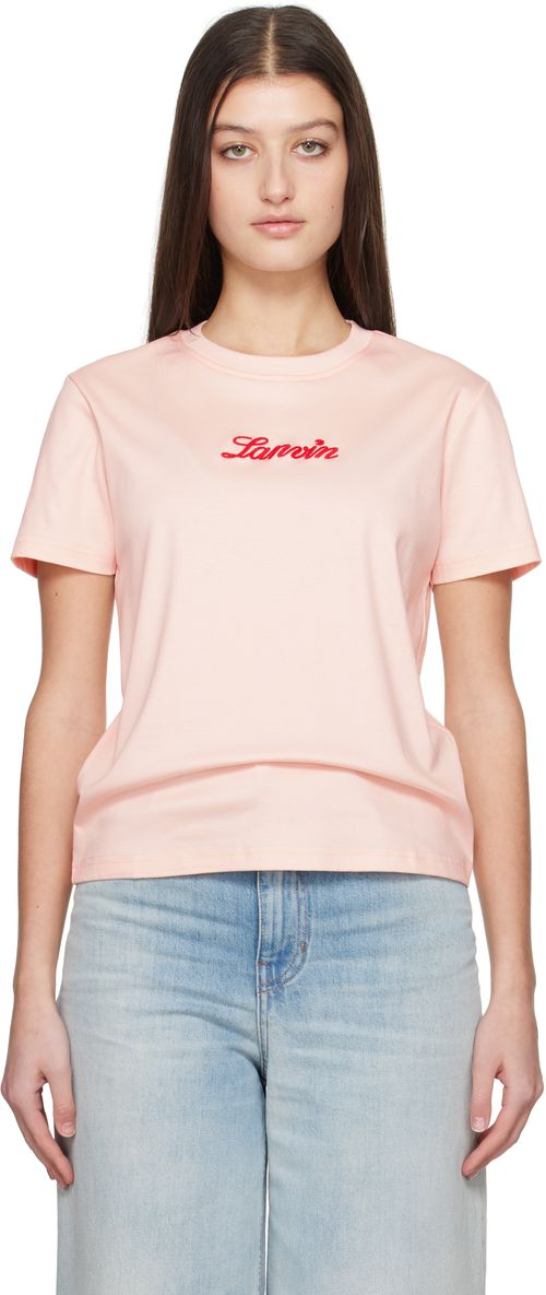 Lanvin Pink 'Lanvin' Embroidered T-shirt