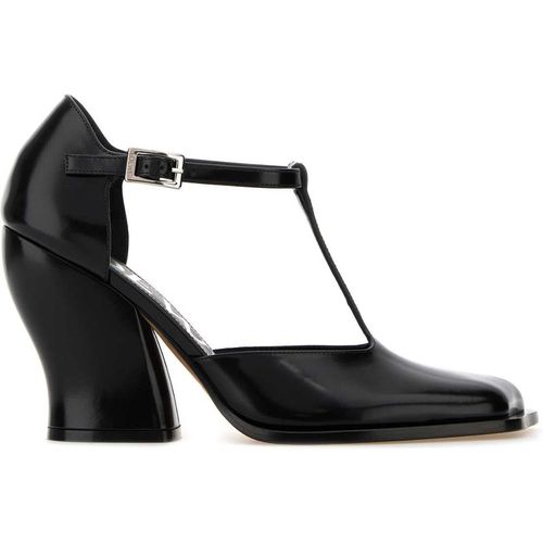 Loewe Black Leather T Bar Pump