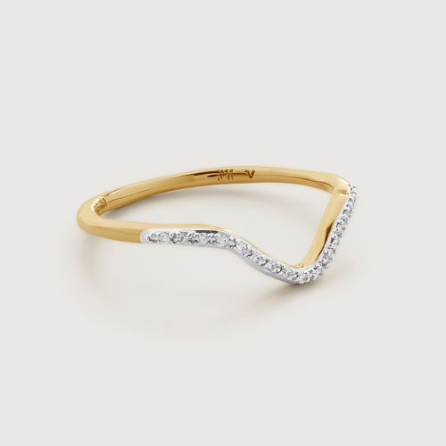Gold Riva Diamond Wishbone Stacking Ring Diamond