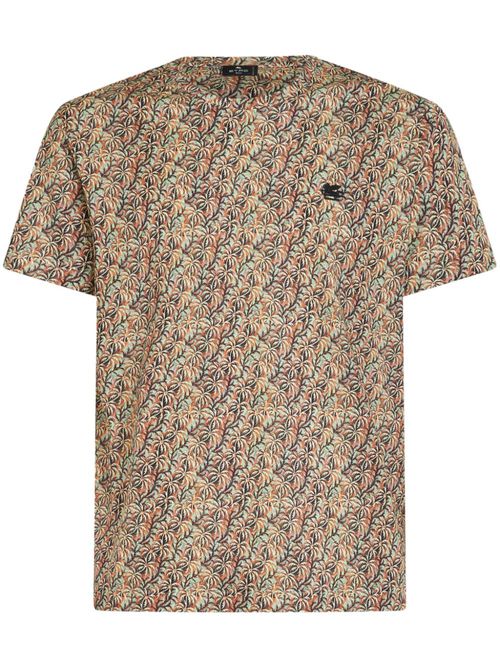 Palm tree-print cotton T-shirt - Orange