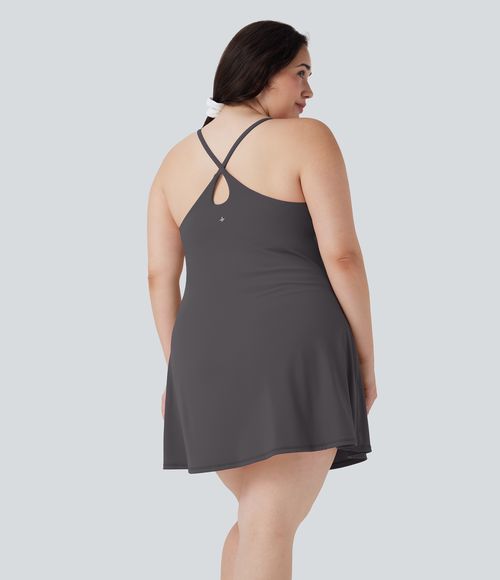 SoftlyZero™ Plush Active Plus Size Dress-Longer Length-Easy Peezy Edition Workout Dress - Magnet