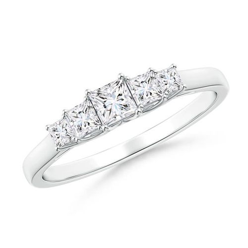 Angara 0.46 Carat Graduated Princess-Cut Trellis Diamond Five Stone Ring in 14K White Gold