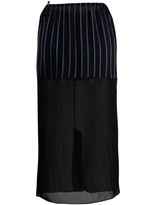 Striped sheer midi skirt - Blue