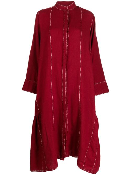 Button-up wool midi dress - Red