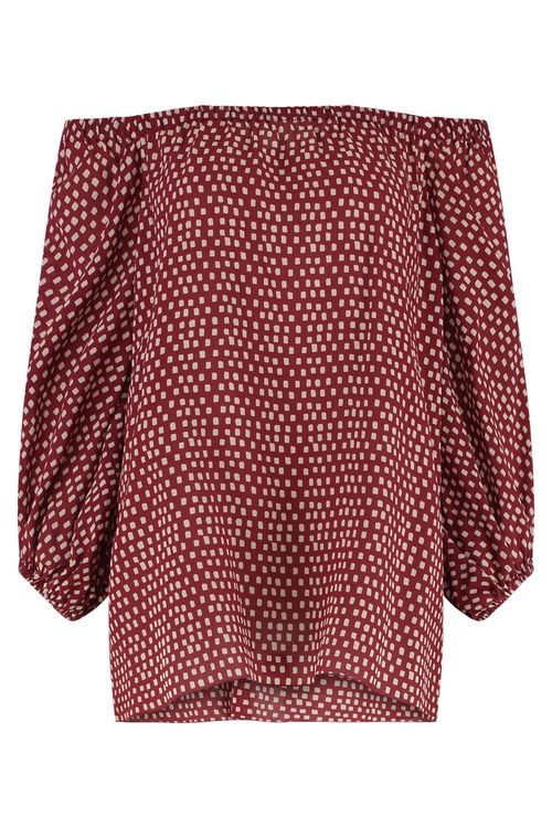 Red Printed Off Shoulder Top