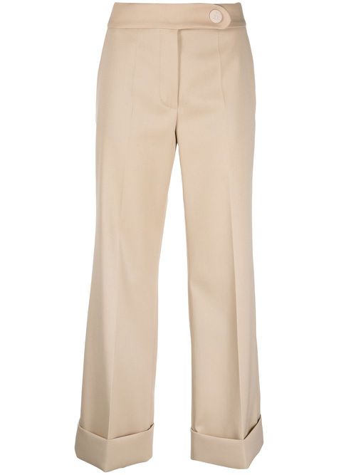 Mid-rise cropped wool trousers - Neutrals