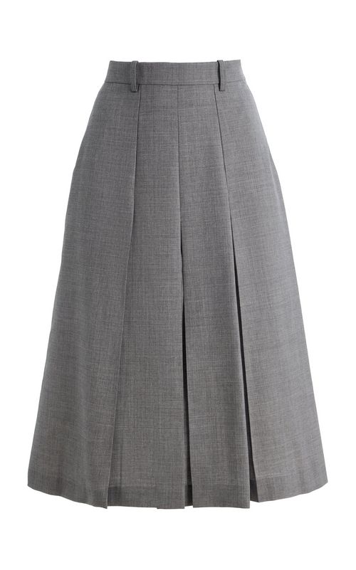 Pleated Wool Midi Skirt - Moda Operandi