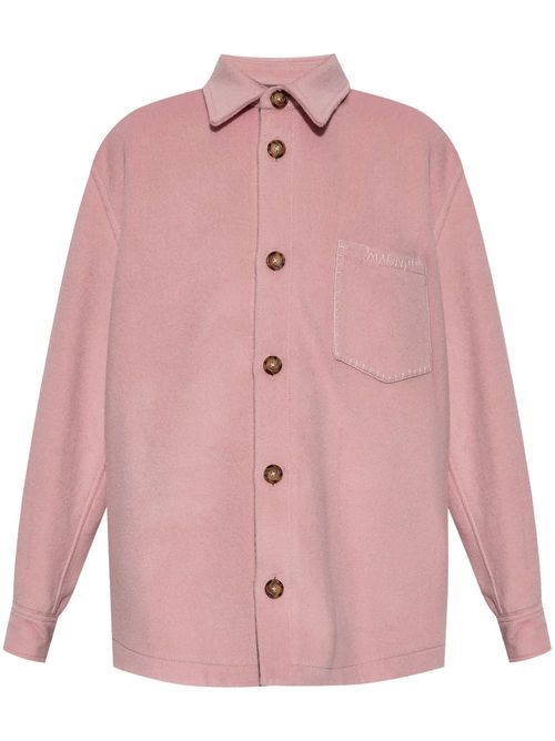 Logo-embroidered shirt jacket - Pink