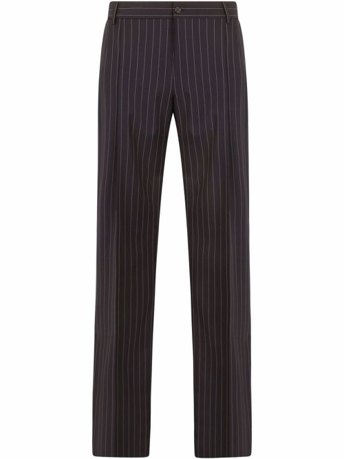 Pinstripe straight leg trousers - Black