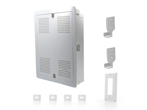 Multi-Functional Recessed Media Box with Magnetic Cover For Seamless Home & Office Connectivity Solutions, In Wall Box, Hides TV Outlet & Ca