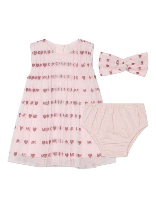Glitter-detail pleated dress - Pink