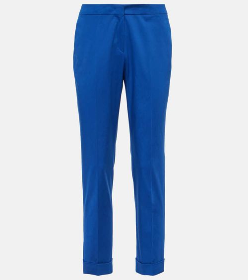 High-rise cotton-blend straight pants