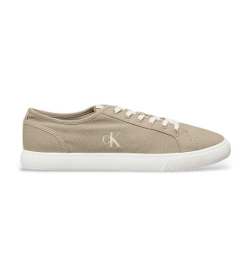 Calvin Klein Jeans for man. YM0YM01209 Low profile beige canvas trainers (40), Flat, Laces, Casual