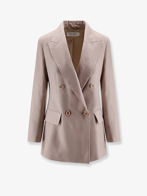 Double-Breasted Silk Blazer — Pink