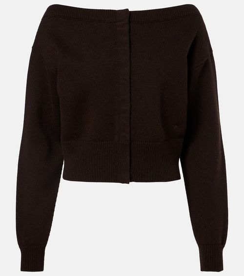 Off-shoulder cashmere cardigan
