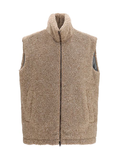 Quilted Polyester Vest — Beige