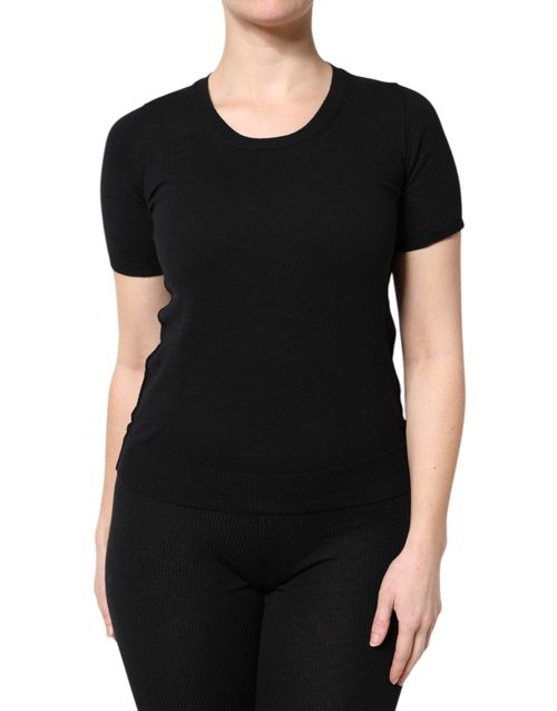 Cotton Round Neck T-Shirt — Black