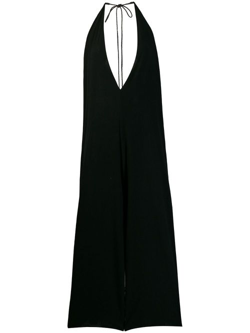 Deep V-neck jumpsuit - Black