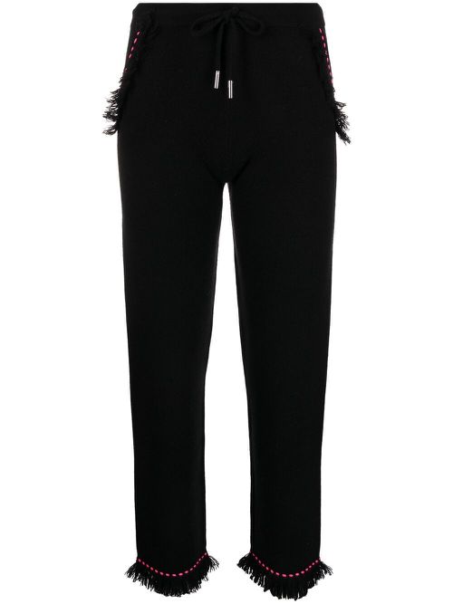 Frayed contrast-stitch trousers - Black