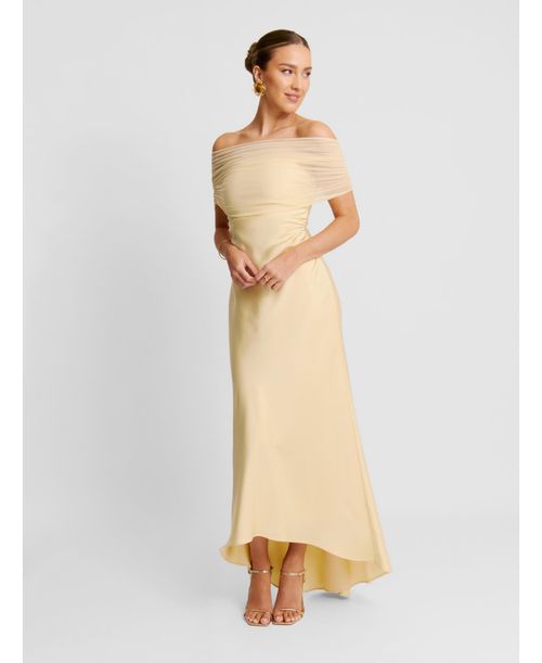 Women's Bardot Satin Maxi Dress - Pale lemon