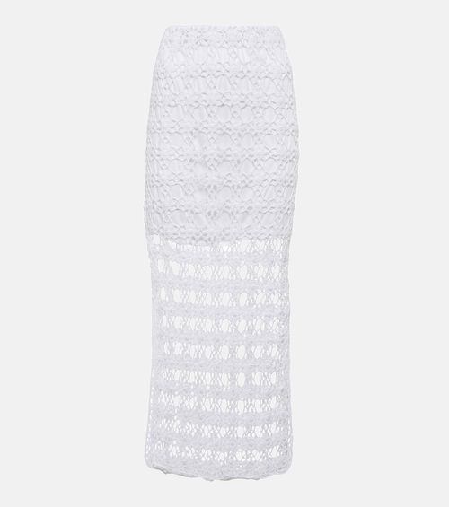 Rosette crochet cotton midi skirt
