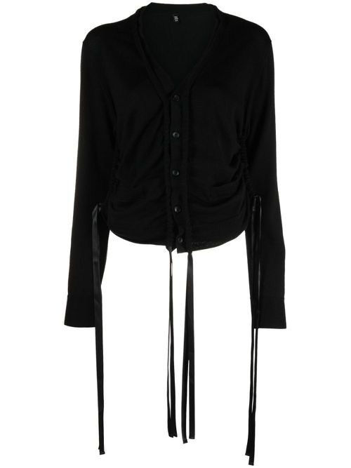 Drawstring merino cardigan - Black