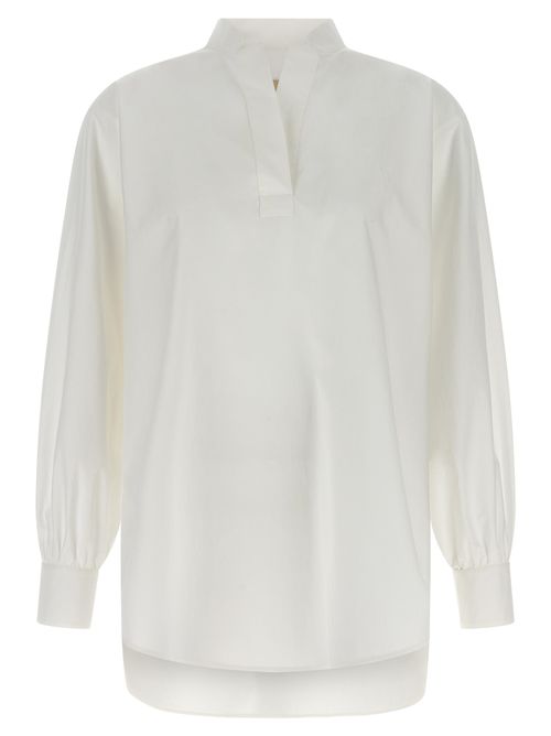 Tone-on-Tone VLogo Cotton Poplin Shirt — White