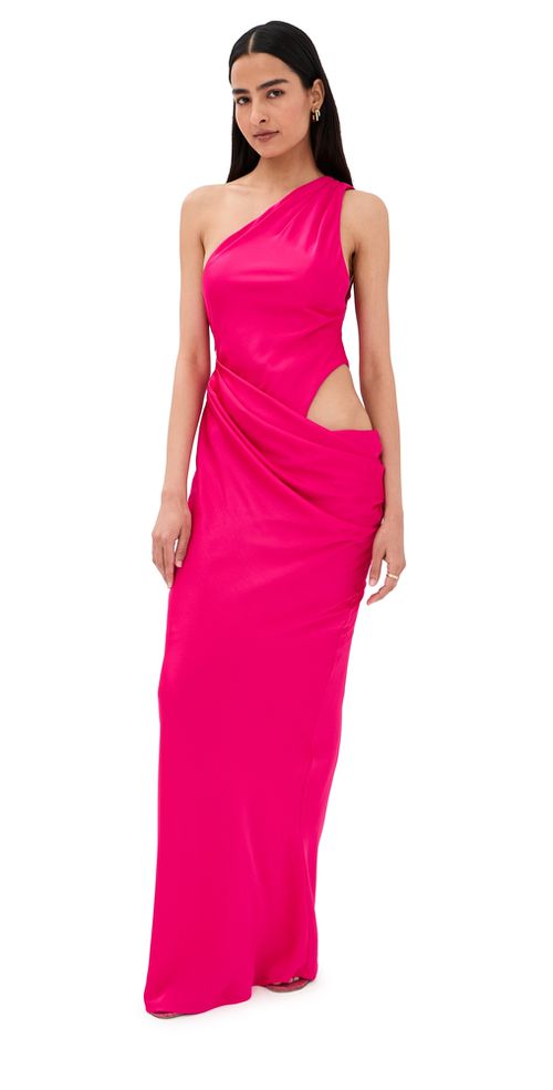 The Isadora Satin Dress Bright Rose