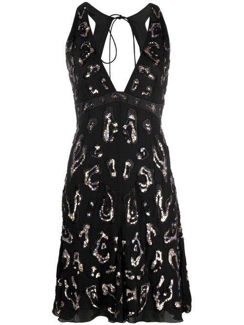 Sequin-embellished open-back dress - Black