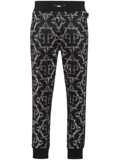 Logo-print cotton track pants - Black