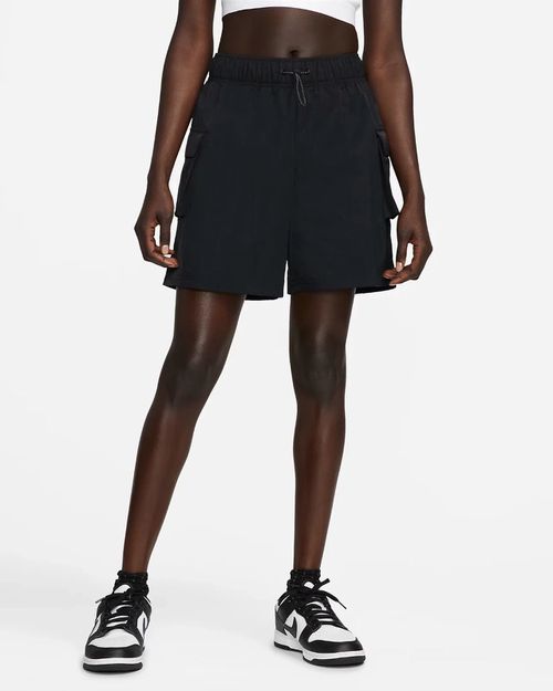 Sportswear Essential Shorts Womens Black Woven High-Waisted Cargo SRT590