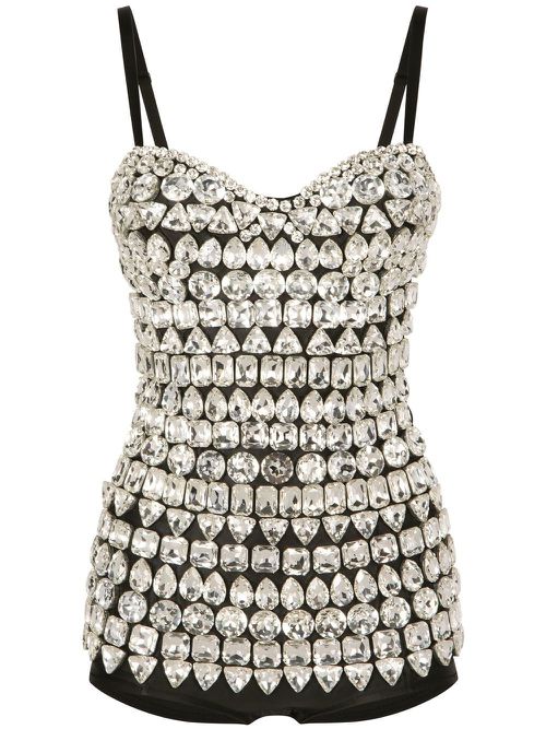 KIM DOLCE&GABBANA crystal-embellished playsuit - Black