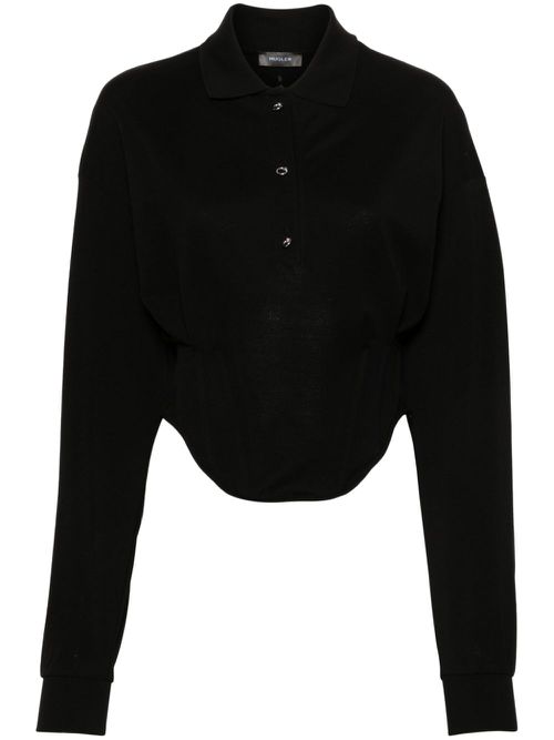 Corseted polo shirt - Black