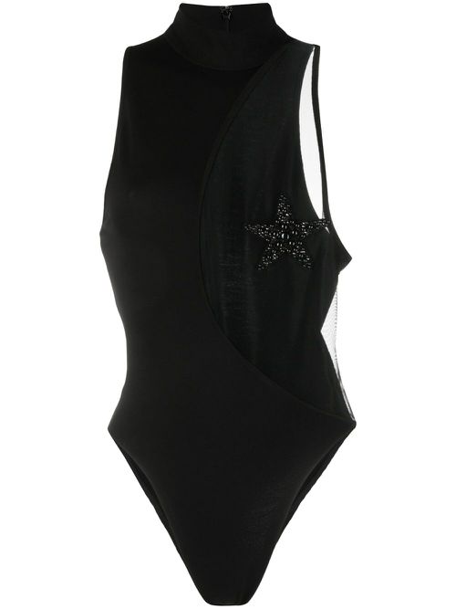 Star-detail cut-out bodysuit - Black