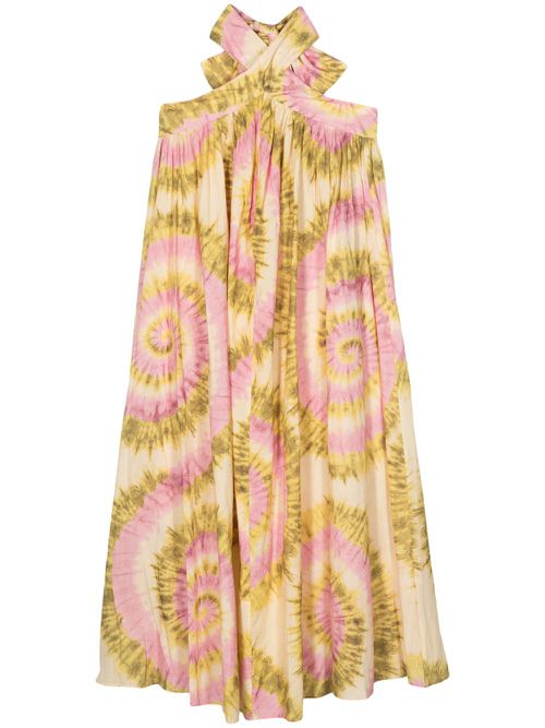 Flash Tie Neck midi dress - Yellow