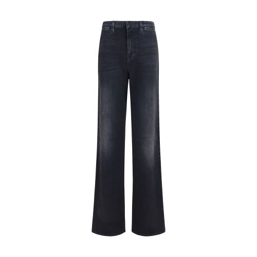 Web Stripe Stretch Cotton Jeans — Black