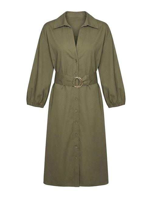 Midi chemisier dress with belt