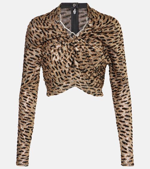 Tiger-print metallic top