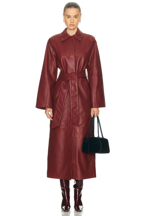 SRG Reggie Leather Coat in Scarlet - Burgundy. XXS also in