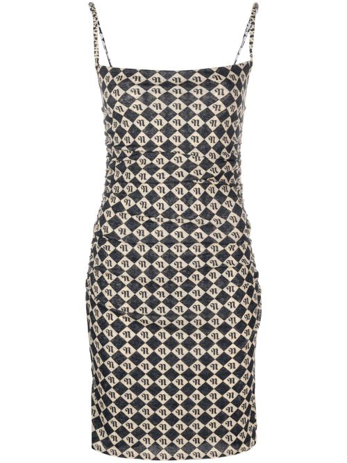 Monogram-print minidress - Neutrals