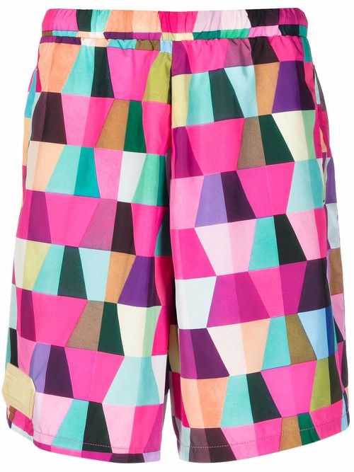 Geometric-print shorts - Pink