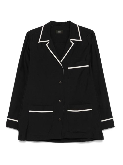 Piped-trim pocket shirt - Black