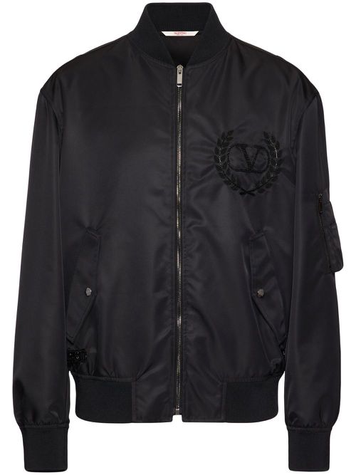 Sequin-embellished zip-up bomber jacket - Black