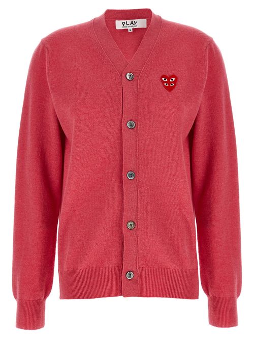 Wool Mélange Double Emblem Cardigan — Red