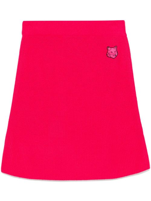 Bold fox head patch short ribbed skirt - Pink