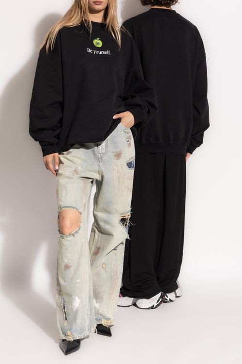 Sweatshirt With Print, Unisex, Black
