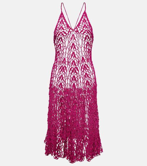 Open-knit cotton midi dress