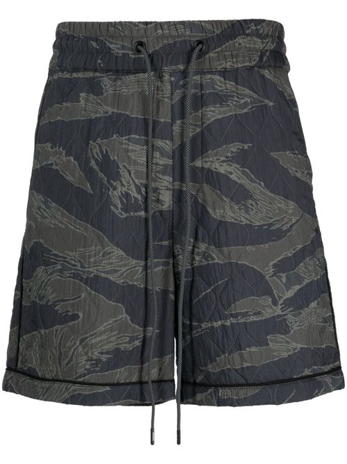 Quilted camouflage track shorts - Green