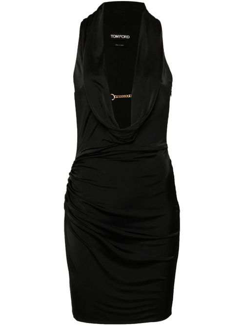 Cowl-neck mini dress - Black